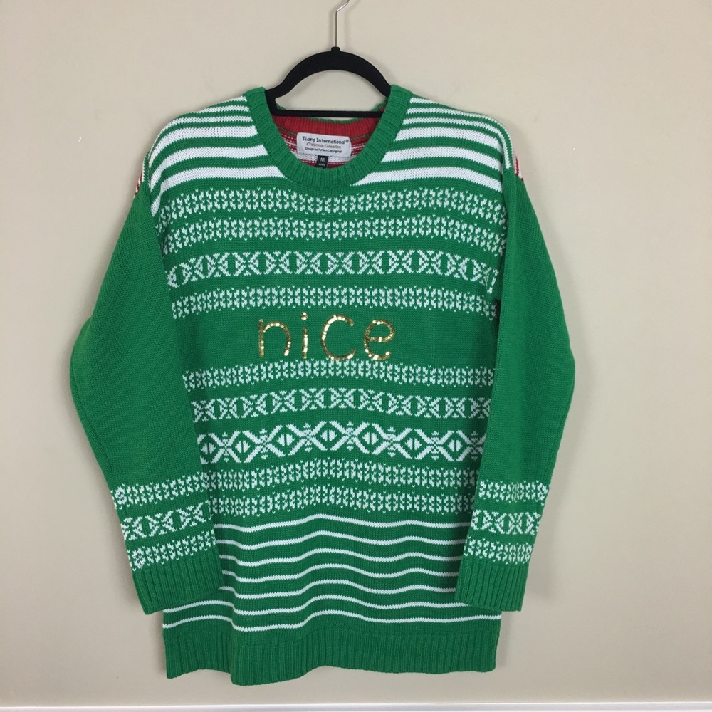 Tiara Christmas Sweater M Nice & Naughty